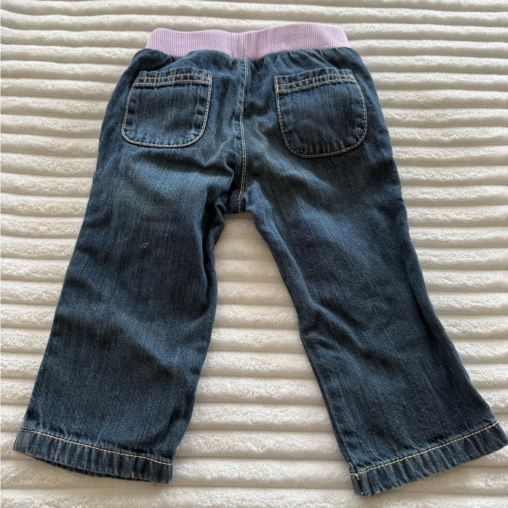Gymboree Blue Jeans with Pink Flower Embroidery - Picture 2 of 3